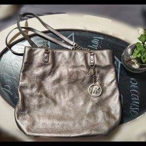 Michael Kors Silver Large Leather Shoulder Bag